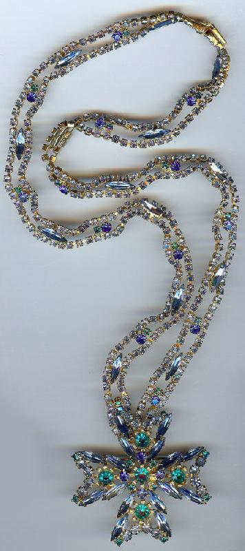 Front view of Blue Navettes Necklace