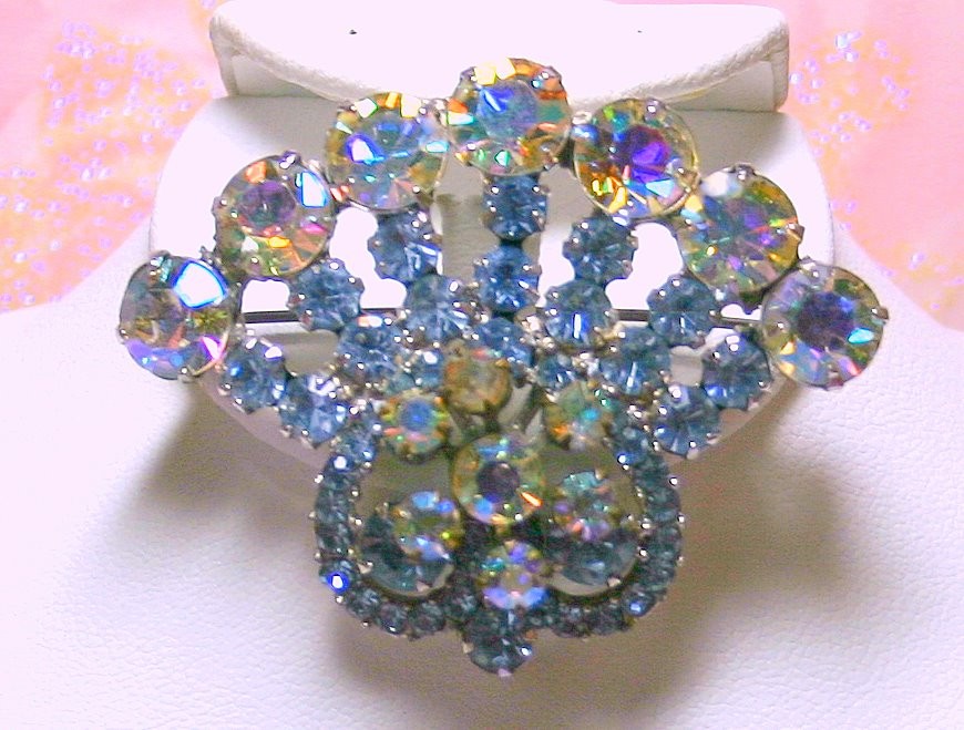 Front view of Blue Chatons Only Brooch