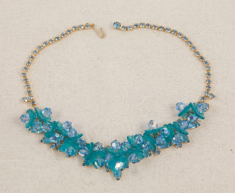 Front view of Blue Navettes Necklace