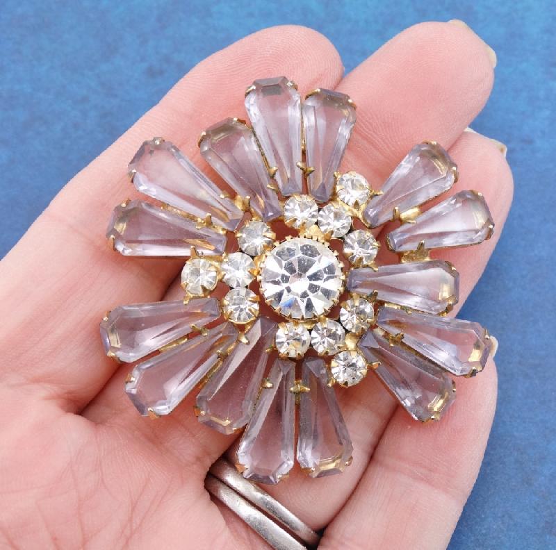Front view of Purple (cardinal) Pentagon Brooch
