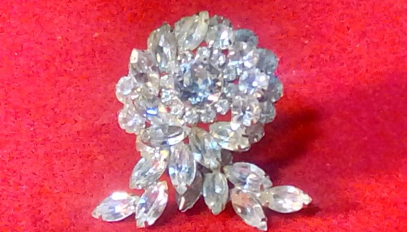 Front view of Clear Navettes Brooch
