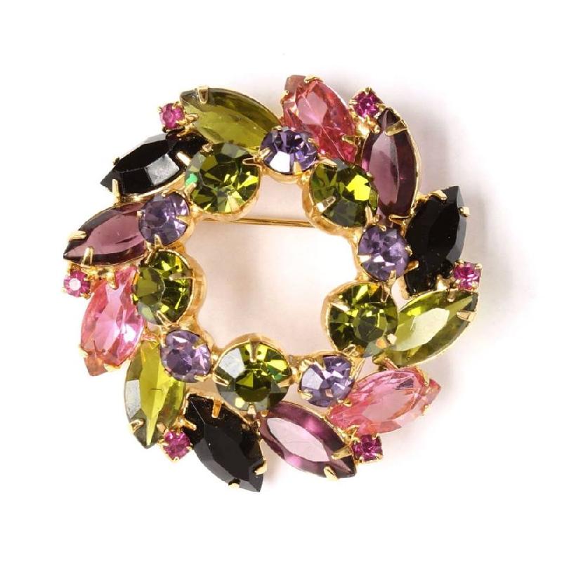 Front view of Multiple Colors Navettes Brooch