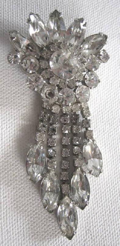 Front view of Clear Navettes Brooch