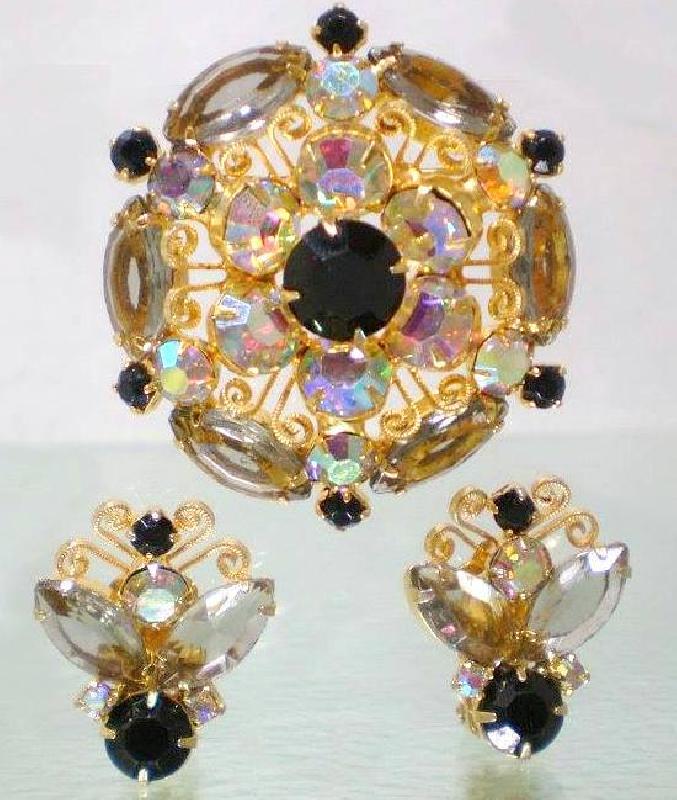 Front view of Multiple Colors Navettes Brooch