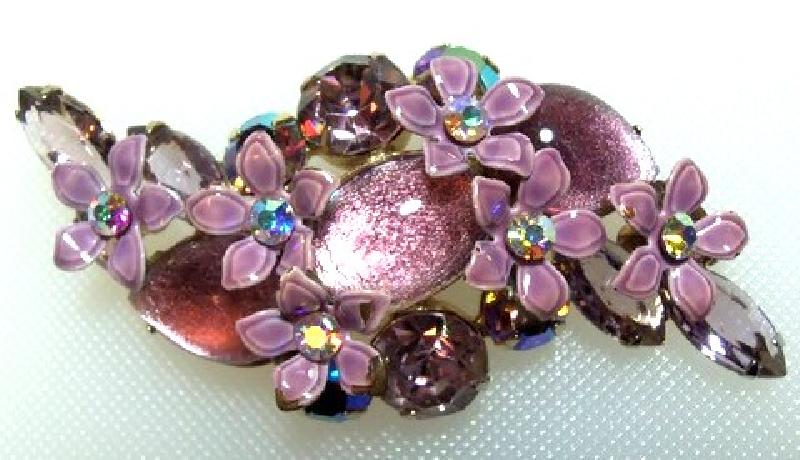 Front view of Purple (cardinal) Cabochons Brooch