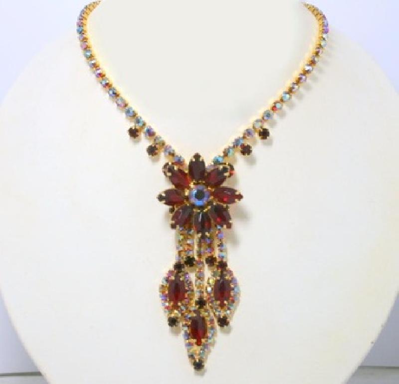 Front view of Red Navettes Necklace