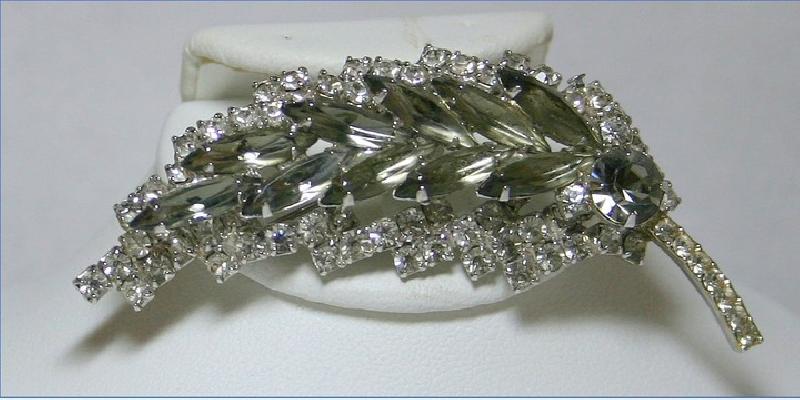 Front view of Gray (black Diamond) Navettes Brooch
