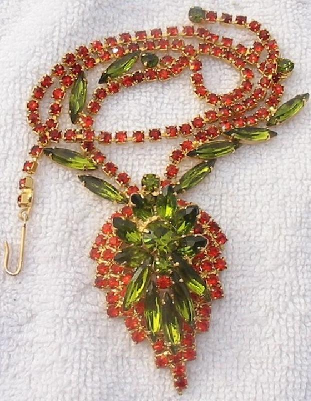 Front view of Orange Navettes Necklace