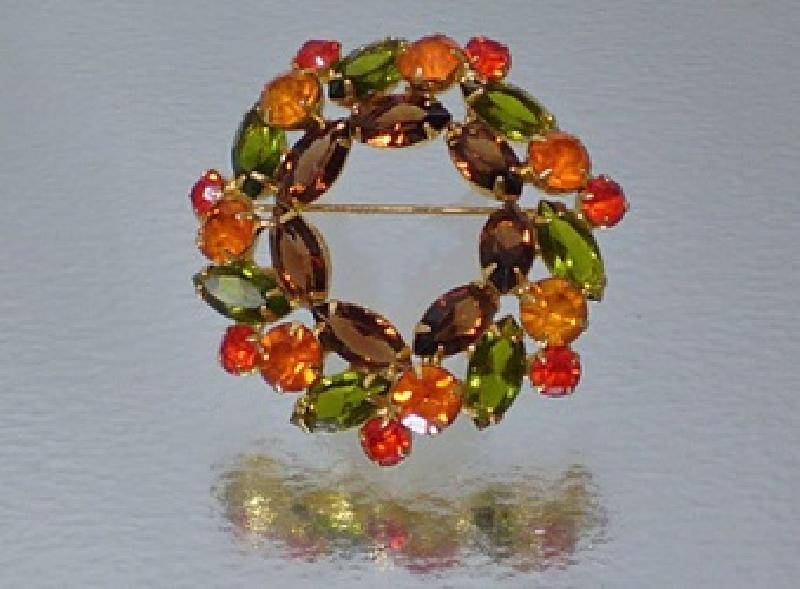 Front view of Fall Navettes Brooch