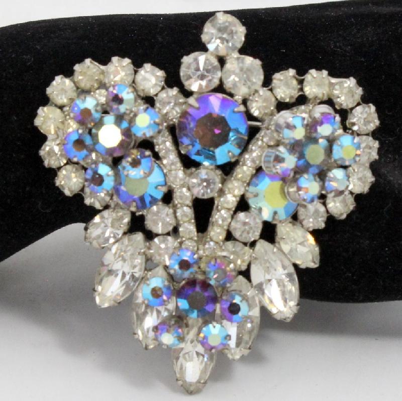 Front view of Clear Navettes Brooch