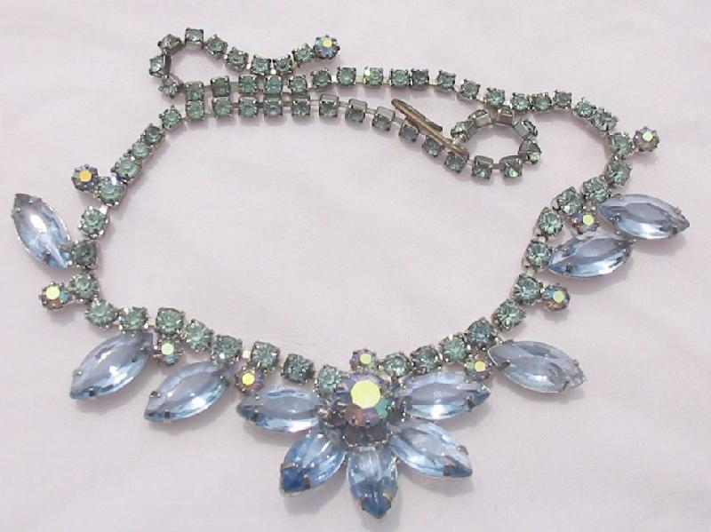 Front view of Blue Navettes Necklace