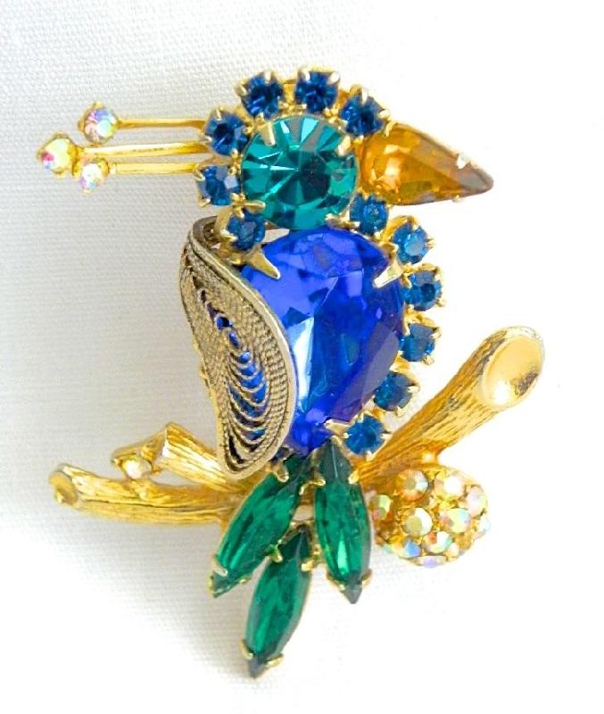 Front view of Blue Pear Brooch