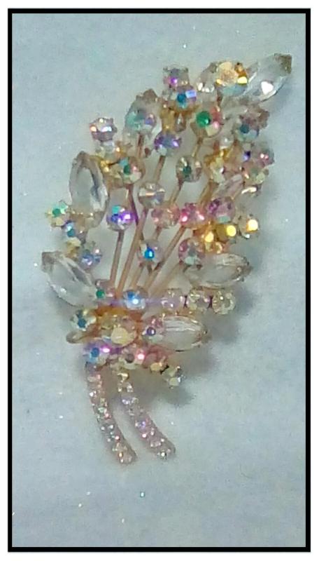 Front view of Clear Navettes Brooch