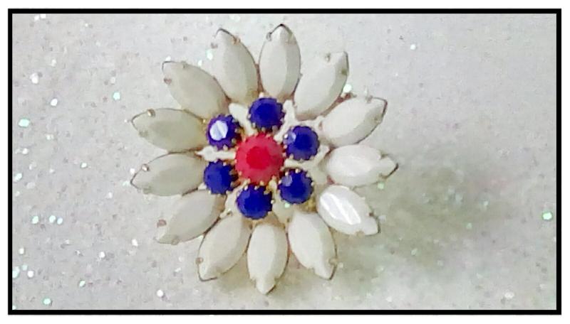 Front view of Patriotic Navettes Brooch
