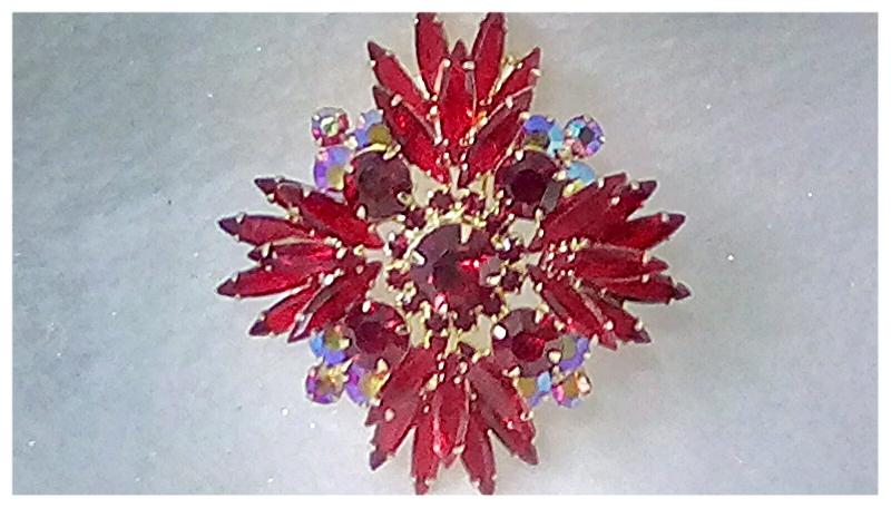 Front view of Red Navettes Pin Pendant