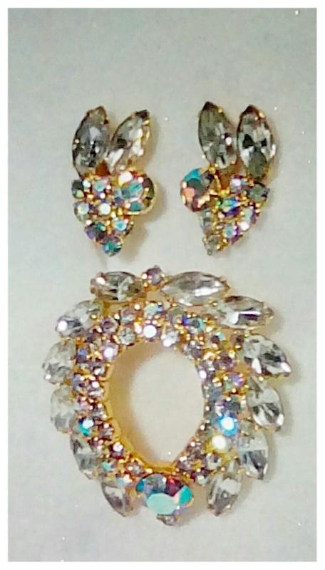 Front view of Clear Navettes Brooch