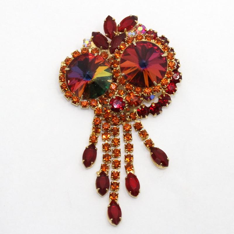Front view of Red Navettes Rivoli/Margarita Pin Pendant