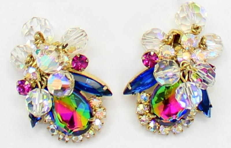 Front view of Blue Pear Multi-Color/Shaded Earrings Clip