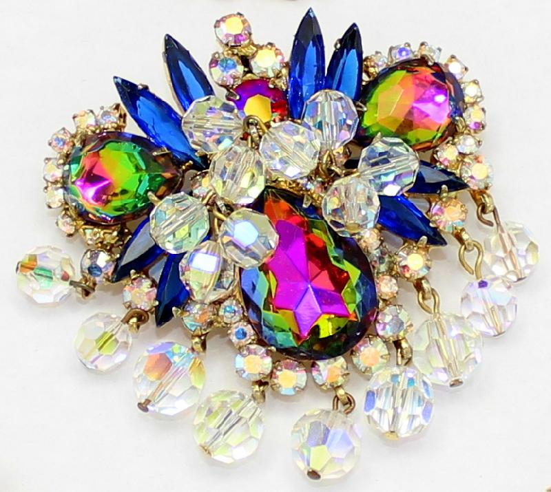 Front view of Blue Pear Multi-Color/Shaded Pin Pendant