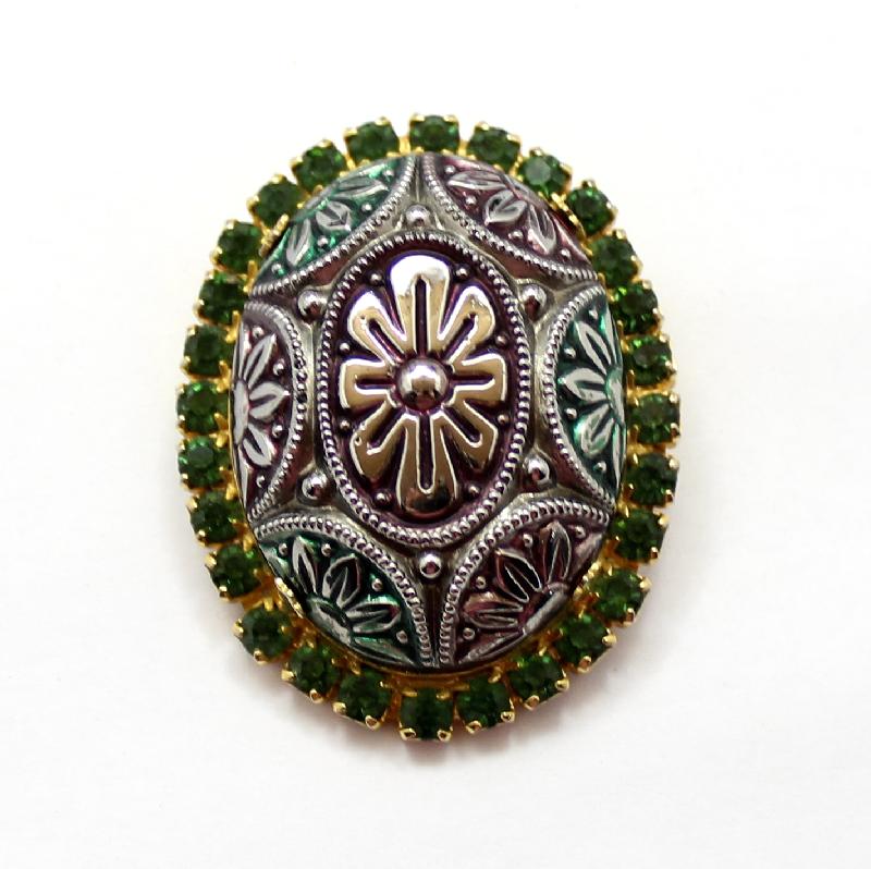 Front view of Green Cabochons Molded/Cut Pin Pendant