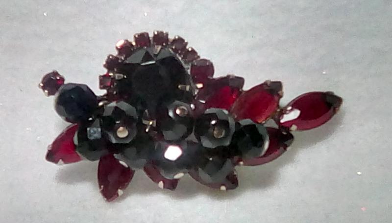 Front view of Red Navettes Brooch