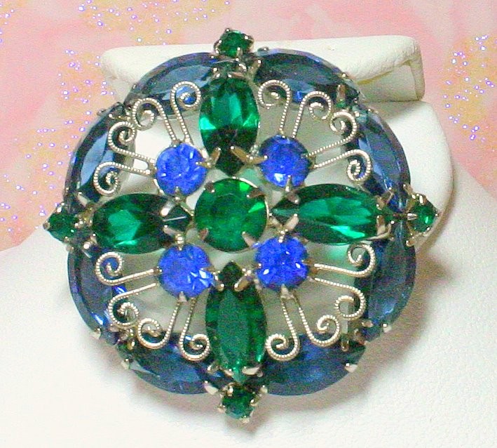 Front view of Blue Navettes Brooch