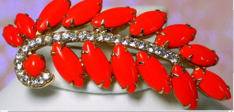 Front view of Orange Cabochons Brooch