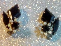 Black (jet) Diamond Earrings Clip