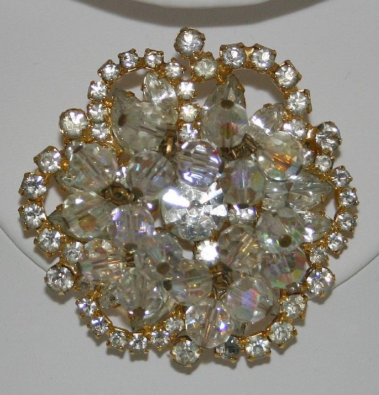 Front view of Clear Navettes Brooch