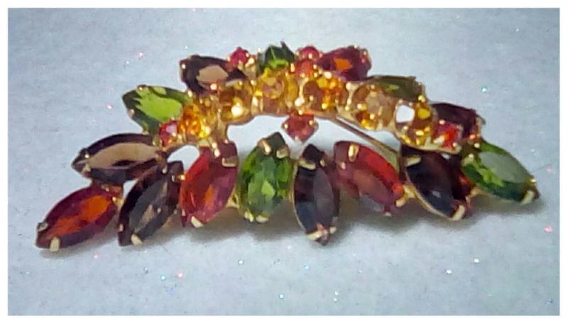 Front view of Fall Navettes Brooch