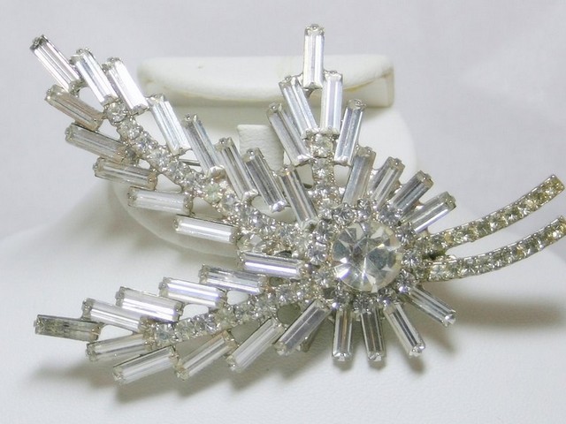 Front view of Clear Baguettes Brooch