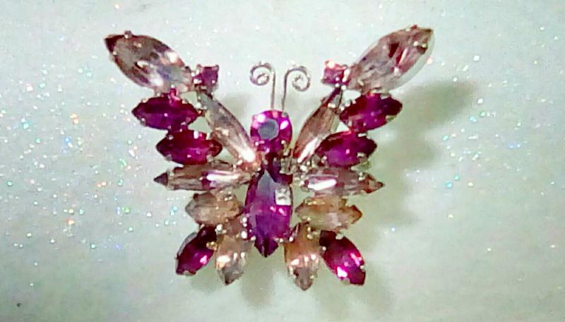 Front view of Purple (cardinal) Navettes Brooch