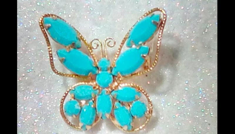Front view of Turquoise Navettes Brooch