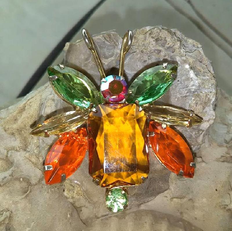 Front view of Fall Emerald Cut Brooch