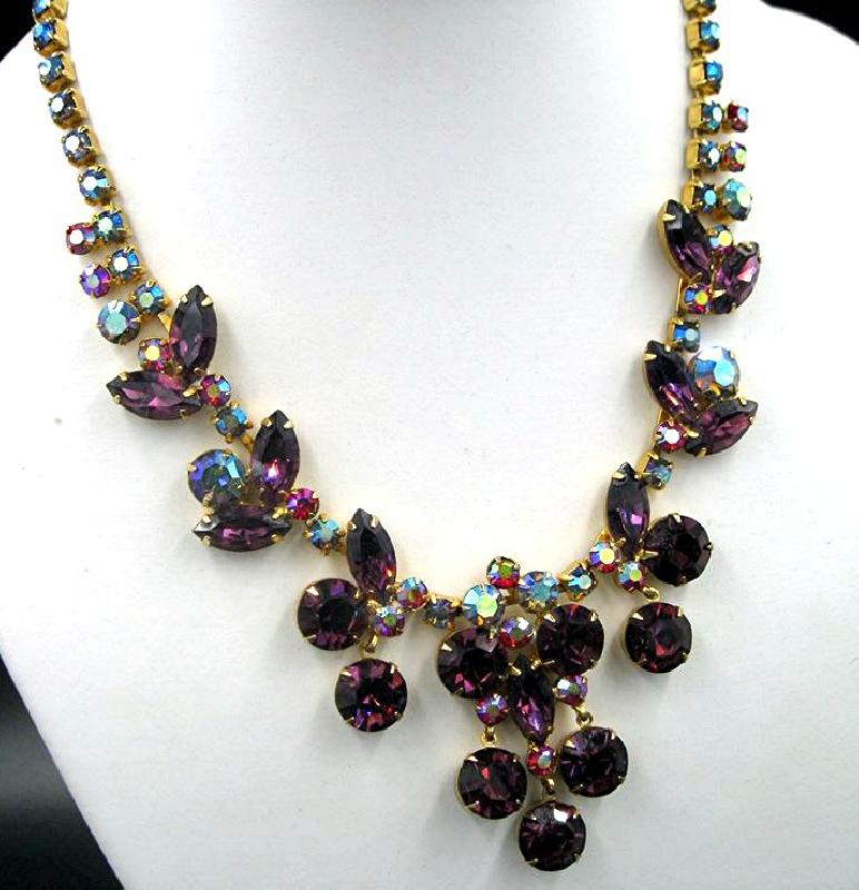 Front view of Purple (cardinal) Navettes Necklace
