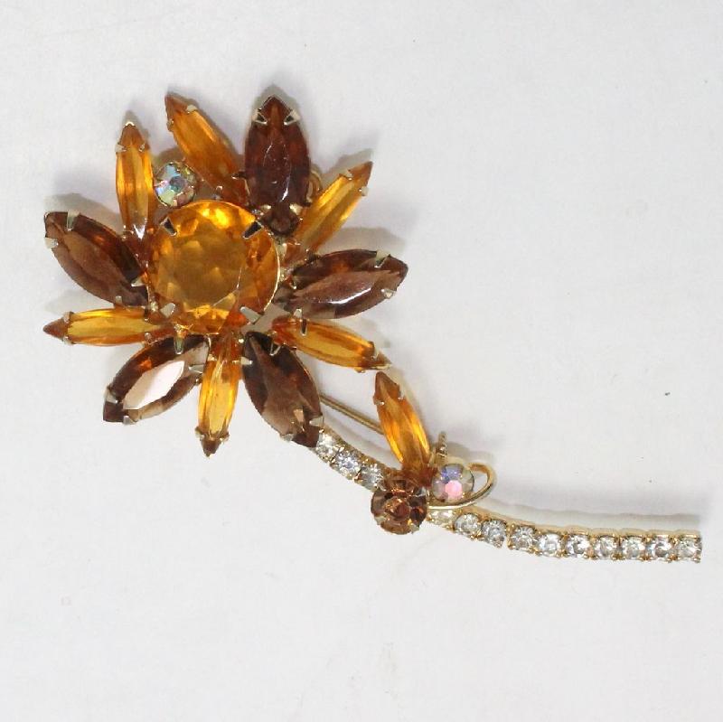 Front view of Topaz Navettes Brooch