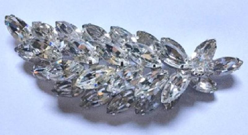 Front view of Clear Navettes Brooch