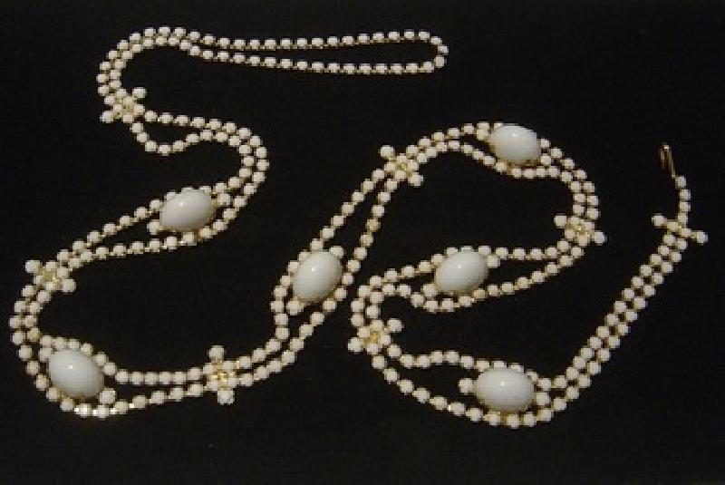 Front view of White (chalk Or Milk) Cabochons Plastic Belt