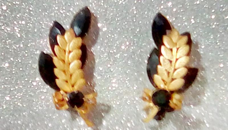 Front view of Black (jet) Navettes Earrings Clip