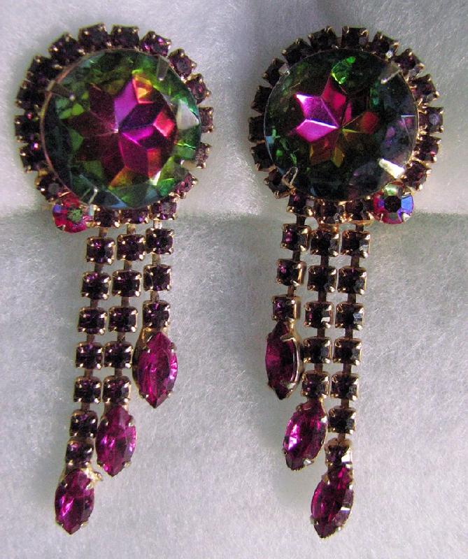 Front view of Purple (cardinal) Dentelle Multi-Color/Shaded Earrings Clip