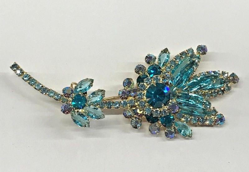 Front view of Blue Navettes Brooch