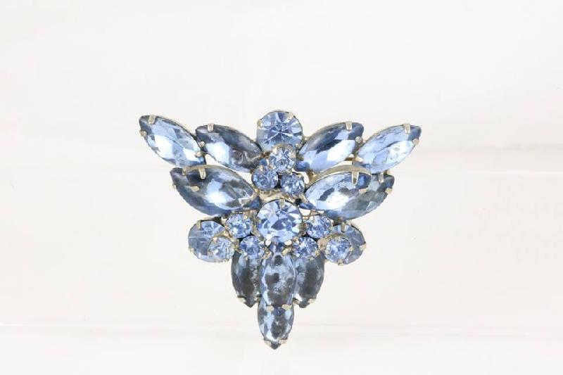 Front view of Blue Navettes Brooch