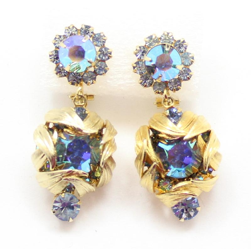 Front view of Blue Chatons Only Earrings Clip