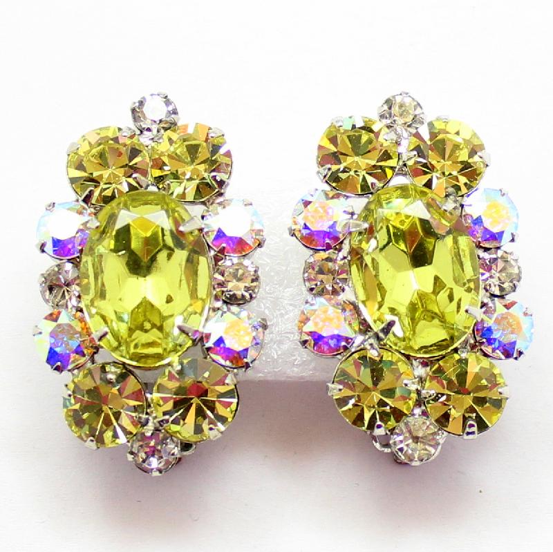 Front view of Yellow Oval Earrings Clip
