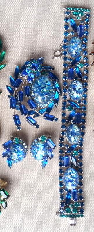 Front view of Blue Baguettes Multi-Color/Shaded Brooch