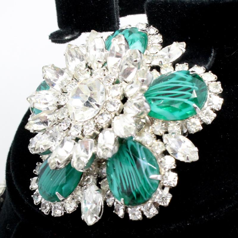 Front view of Green Pear Striped Pin Pendant