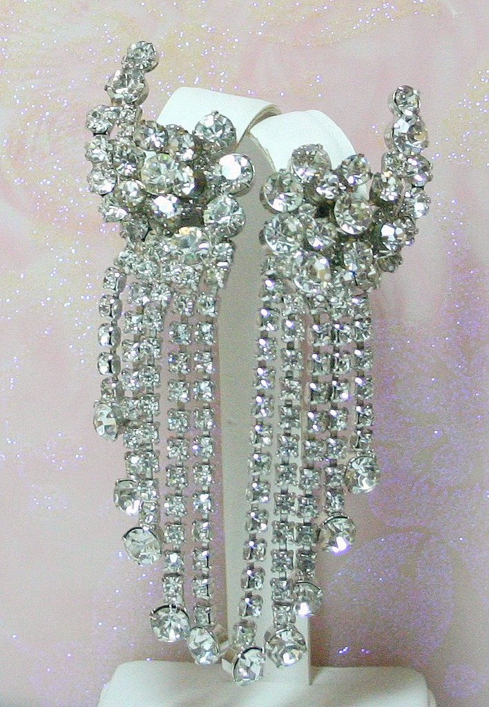Front view of Clear Chatons Only Earrings Clip