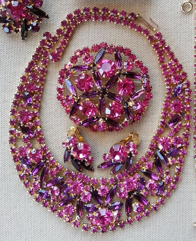Front view of Pink Navettes Necklace