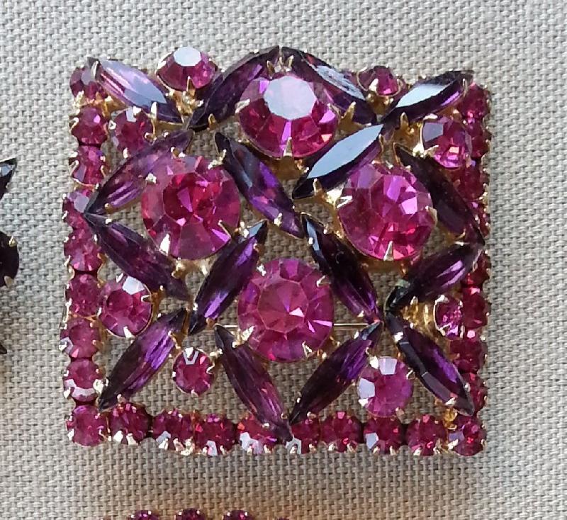 Front view of Pink Navettes Brooch