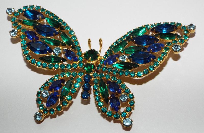 Front view of Blue Navettes Brooch